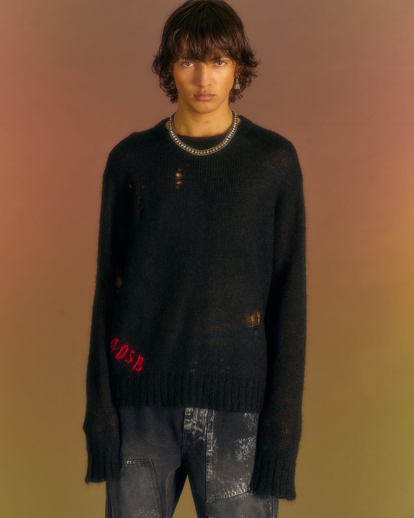 Andersson Bell (ESSENTIAL) ADSB KID MOHAIR CREW-NECK SWEATER atb1038m(BLACK)