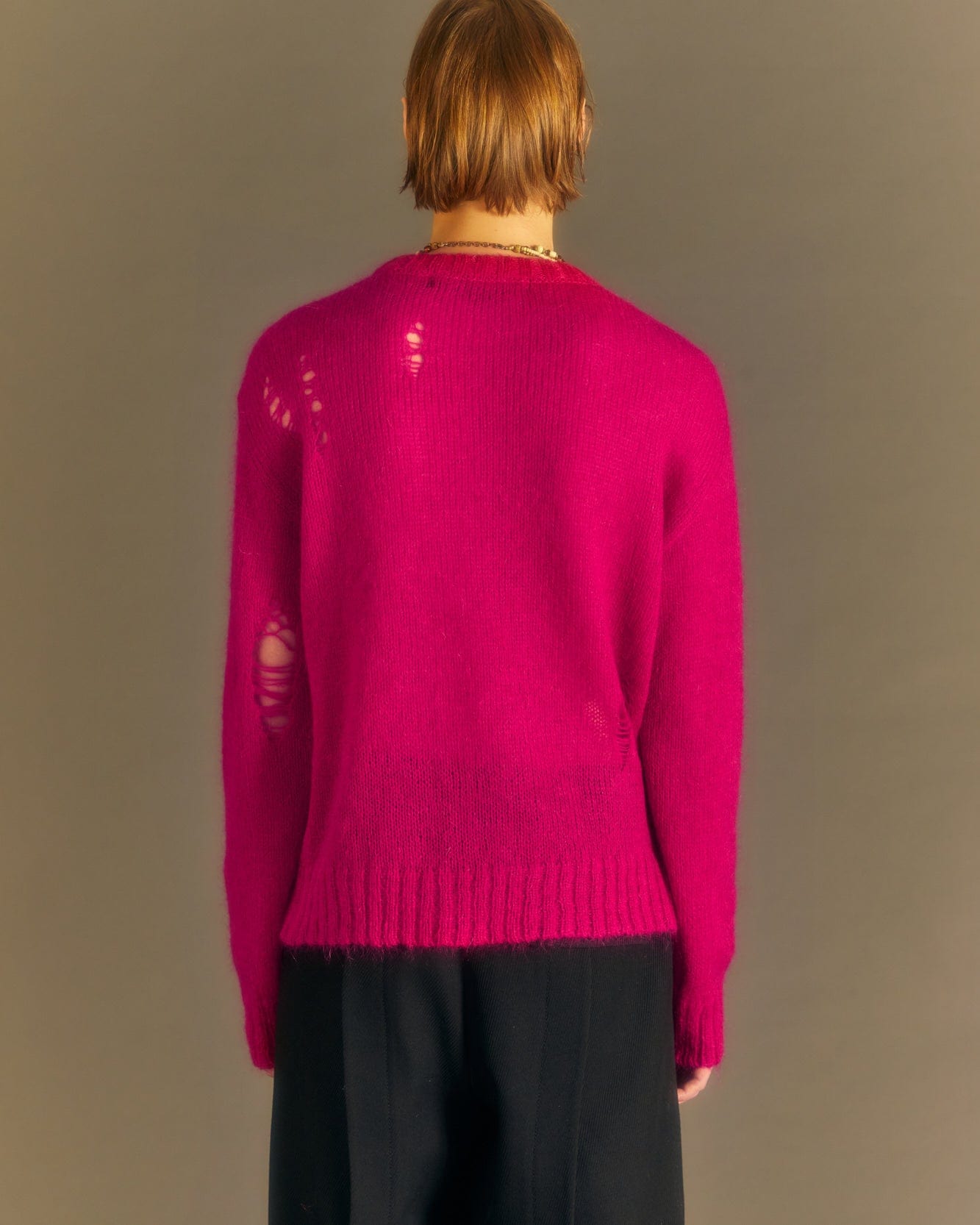 Andersson Bell (ESSENTIAL) ADSB KID MOHAIR CREW-NECK SWEATER atb1038m(CHERRY RED)