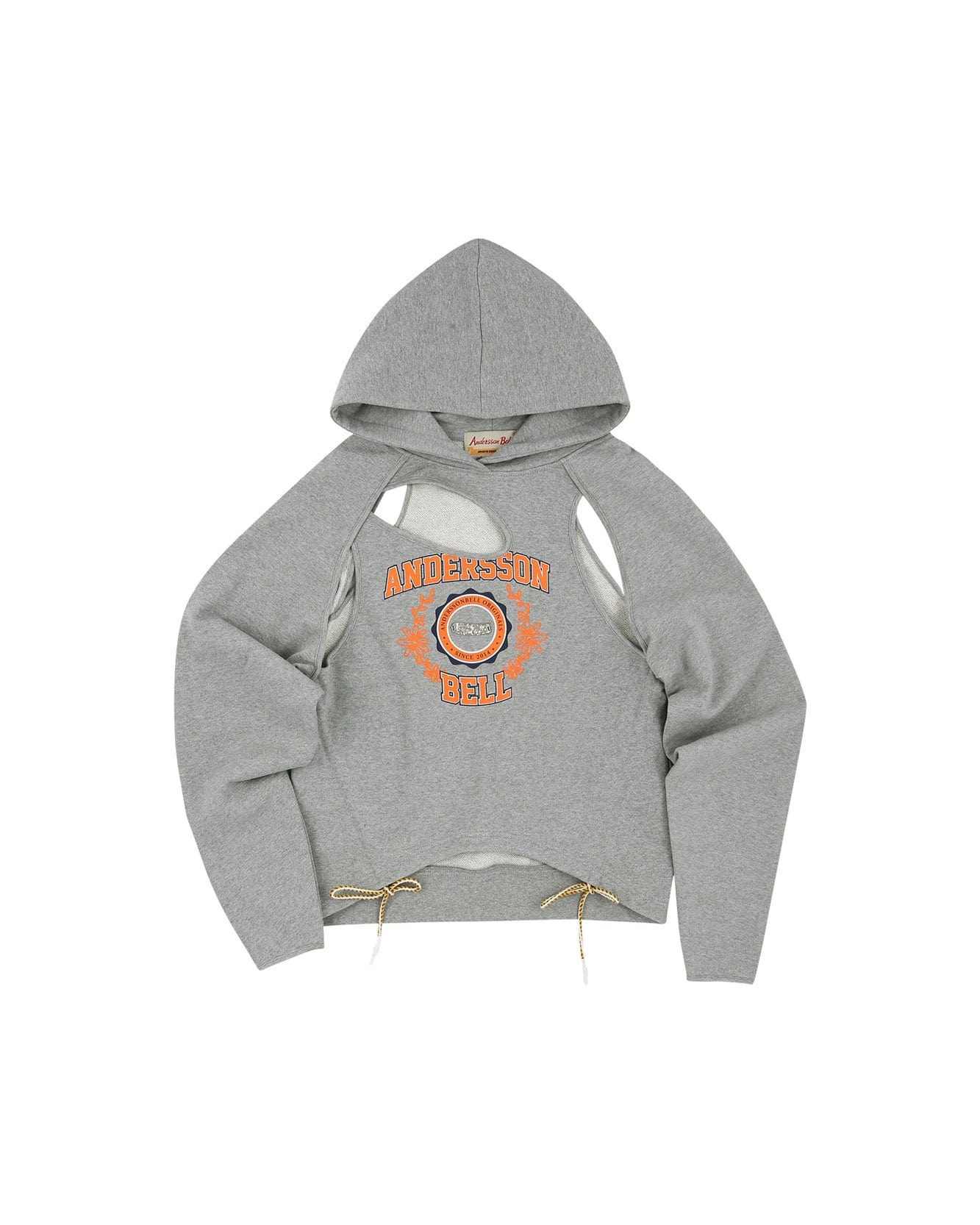 ESSENTIAL) CUT OUT AUTHENTIC LOGO HOODIE atb896w(MELANGE GREY