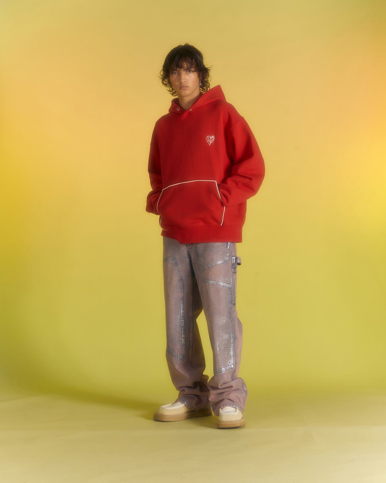 Andersson Bell (ESSENTIAL) UNISEX ADSB HEART HOODIE atb1040u(RED)