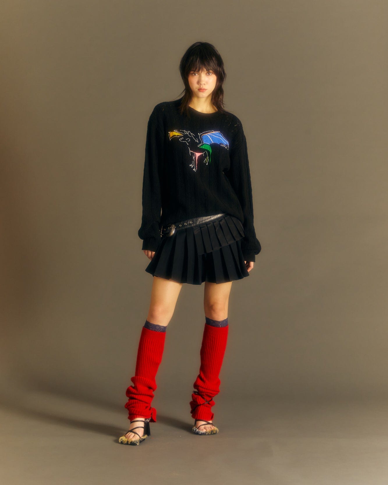 Andersson Bell (ESSENTIAL)UNISEX DRAGON SUMMER CREW-NECK SWEATER atb1041u(BLACK)