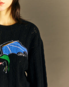 Andersson Bell (ESSENTIAL)UNISEX DRAGON SUMMER CREW-NECK SWEATER atb1041u(BLACK)