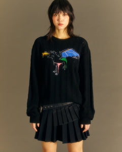 Andersson Bell (ESSENTIAL)UNISEX DRAGON SUMMER CREW-NECK SWEATER atb1041u(BLACK)