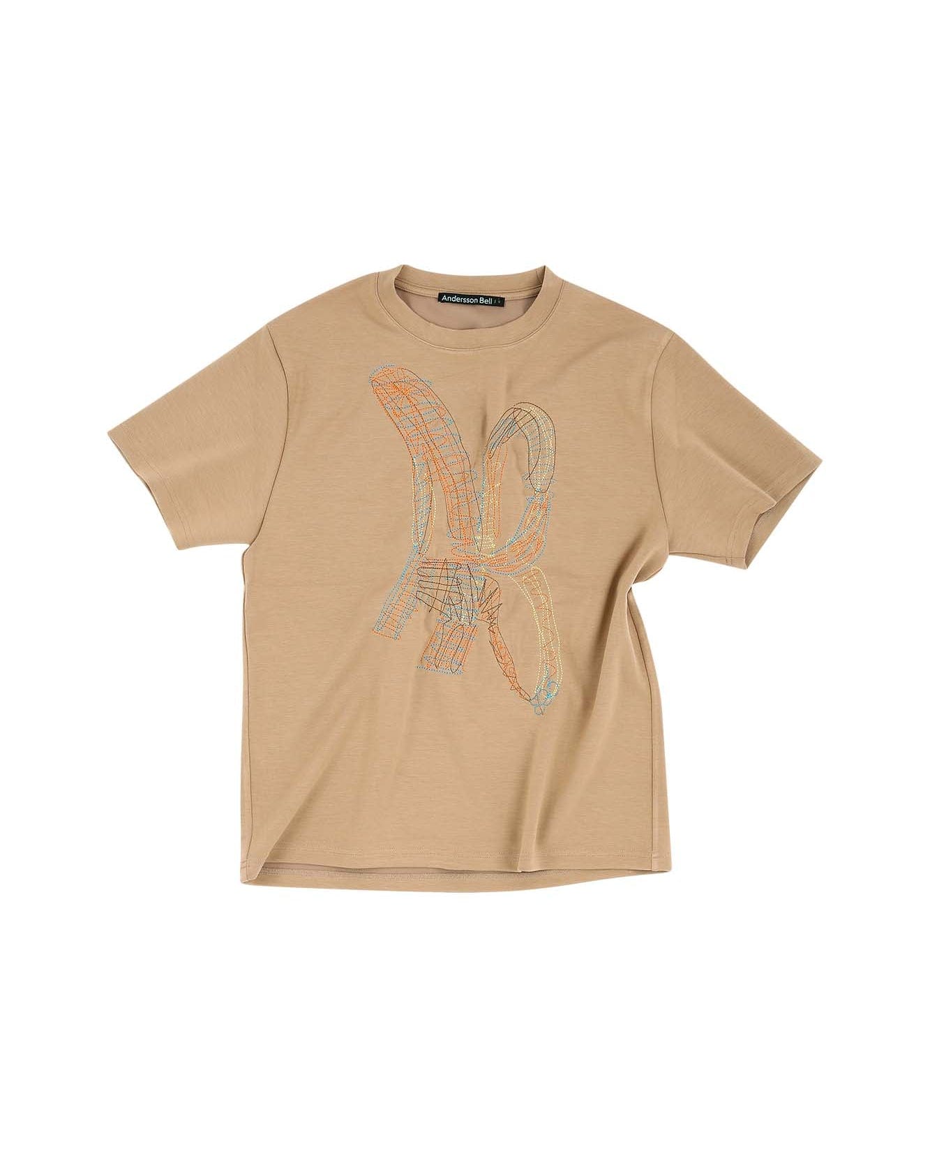 Andersson Bell (ESSENTIAL) UNISEX NEW AB LOGO EMBROIDERY T-SHIRTS atb903u(BEIGE)