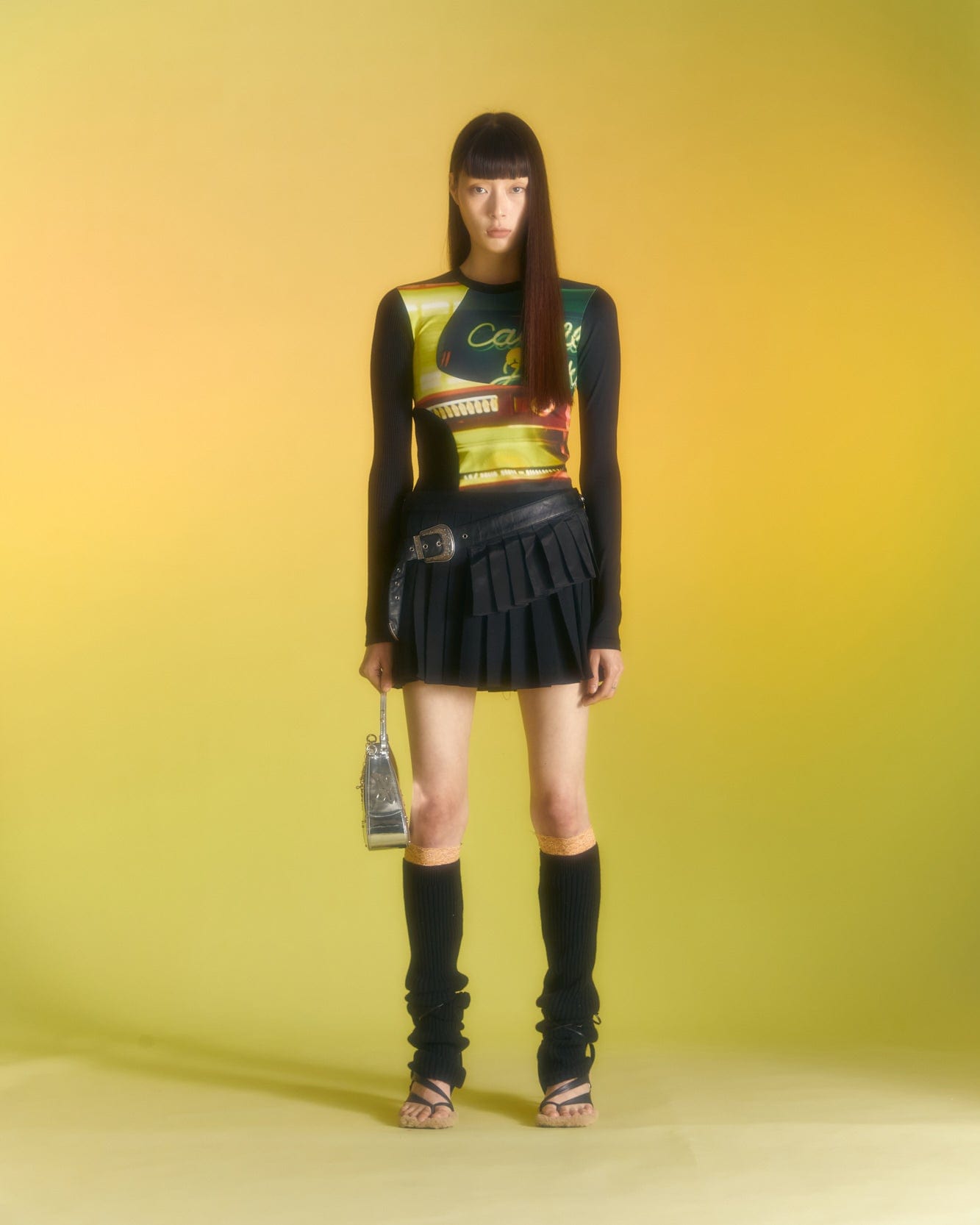 Andersson Bell (ESSENTIAL) (WOMEN) ADSB FILM ARCHIVE LONG SLEEVE TEE atb1000w(GREEN & YELLOW)