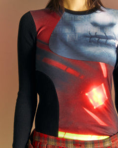 Andersson Bell (ESSENTIAL) (WOMEN) ADSB FILM ARCHIVE LONG SLEEVE TEE atb1000w(RED & GREY)