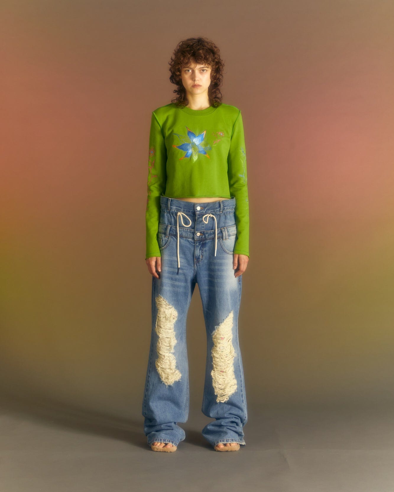 Andersson Bell (ESSENTIAL) (WOMEN) CRAZY FLOWER T-SHIRTS atb1003w(GREEN)