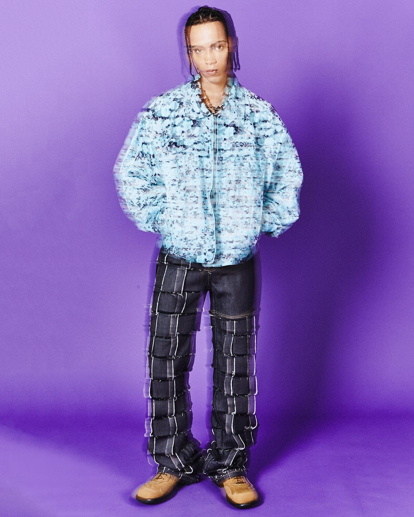 Andersson Bell FABRIAN FLOWER ZIP-UP JACKET awa587m(SKY BLUE)