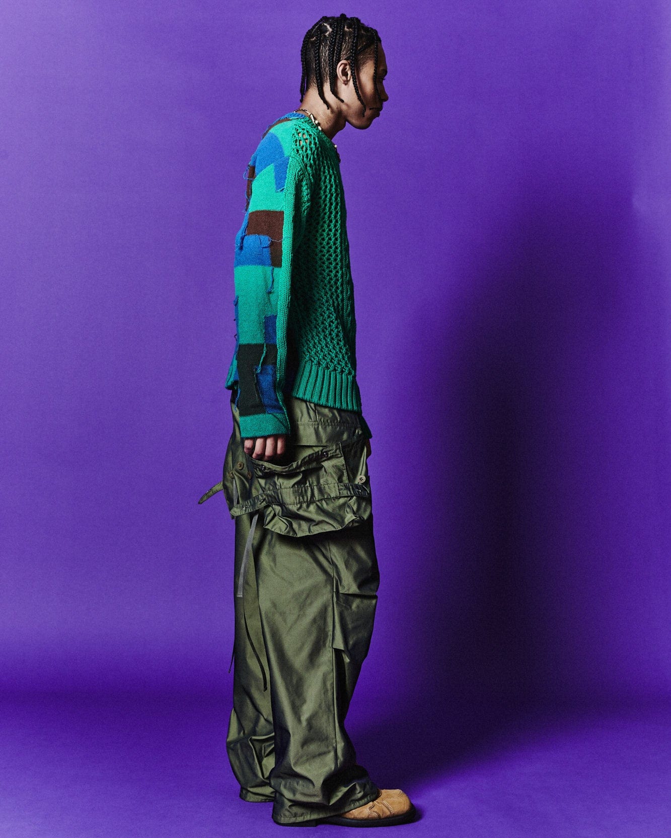 Andersson Bell FISHERMAN INTARSIA CREW-NECK SWEATER atb1064m(GREEN)