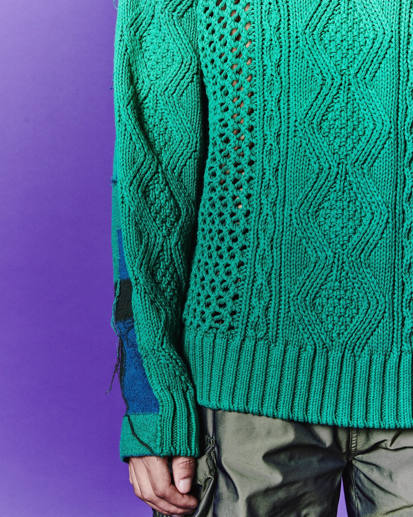 Andersson Bell FISHERMAN INTARSIA CREW-NECK SWEATER atb1064m(GREEN)