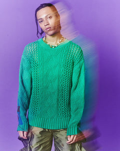 FISHERMAN INTARSIA CREW-NECK SWEATER atb1064m(GREEN) – Andersson Bell