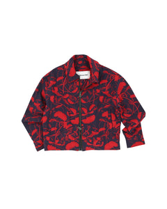 FLOWER EMBROIDERY ZIP-UP JACKET awa514m(NAVY) - S