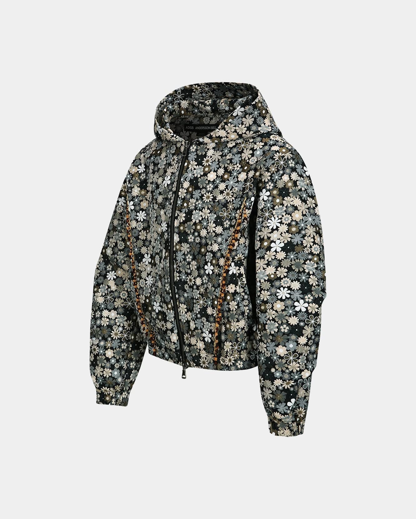 Andersson Bell FLOWER HOODIE ZIP-UP JACKET awa588m(BEIGE / BLACK)