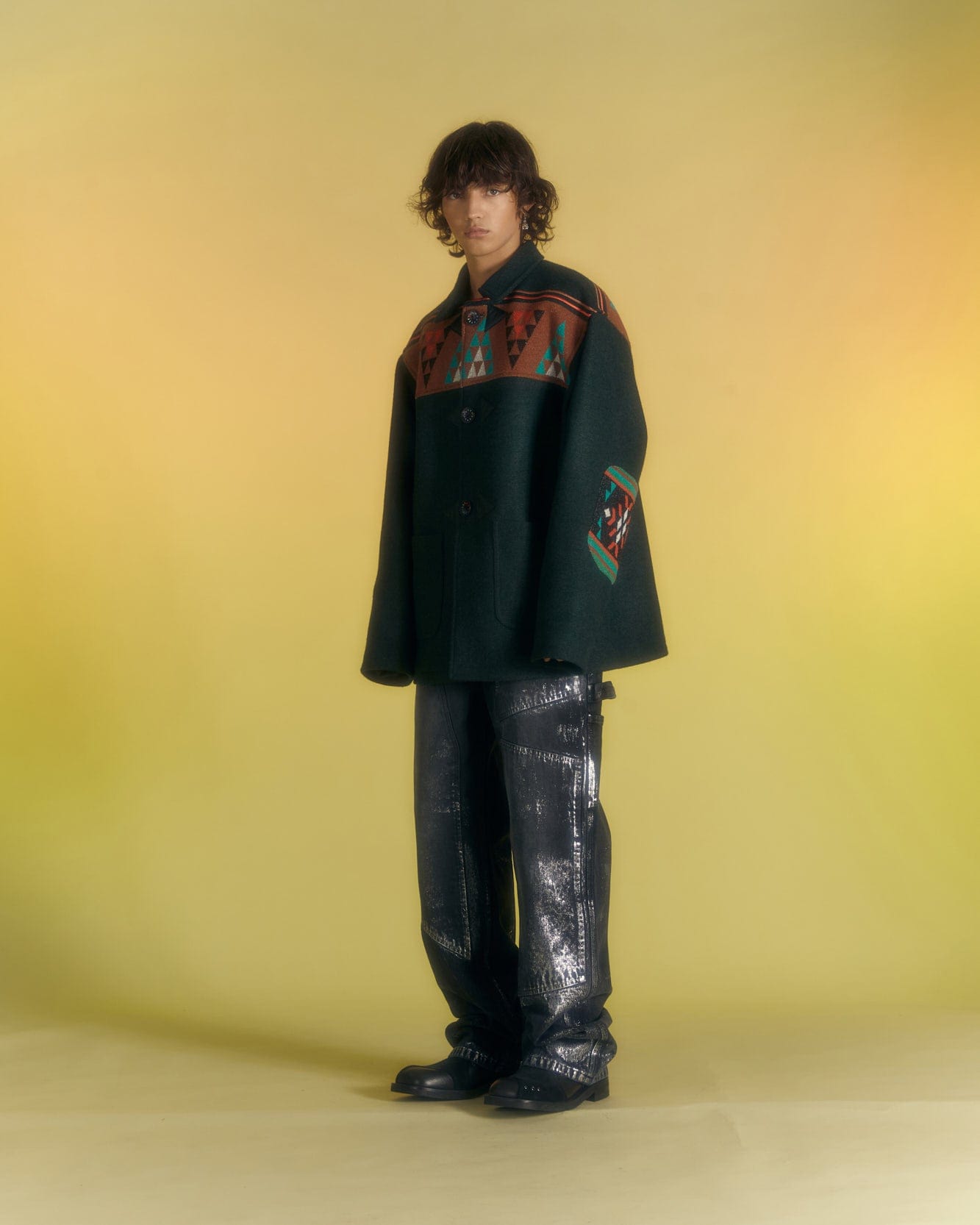 Andersson Bell FRANKT KNIT & WOOL HALF COAT awa565m(FOREST)