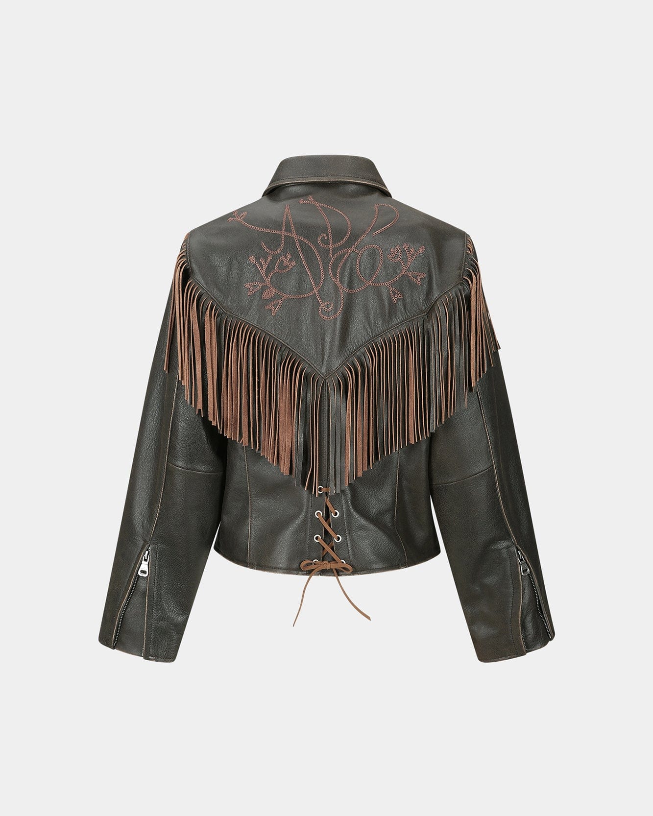 Andersson Bell FRINGE PUNCHING LEATHER JACKET awa707w(BROWN)