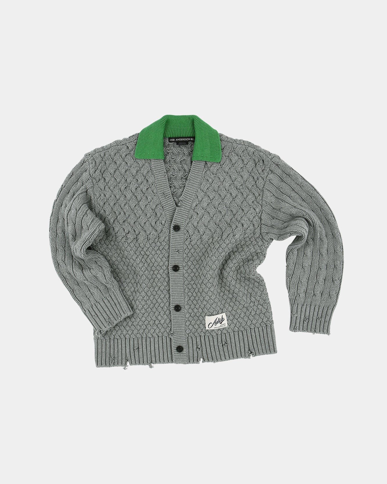 GREEN COLLAR V-NECK CARDIGAN atb1241m(GREY) – Andersson Bell