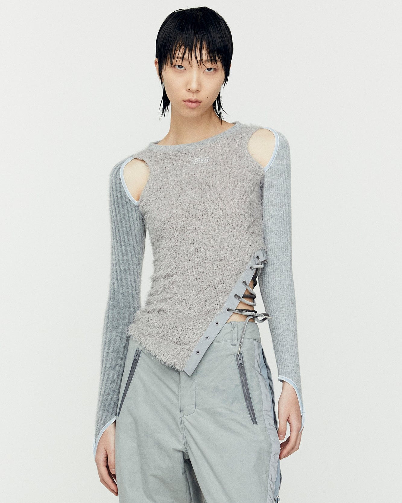 Tシャツ・カットソー [ANDERSSON BELL] HAIRY CUT-OUT TOP : GREY HAIRY CUT-OUT TOP atb1180w(GREY) – Andersson Bell