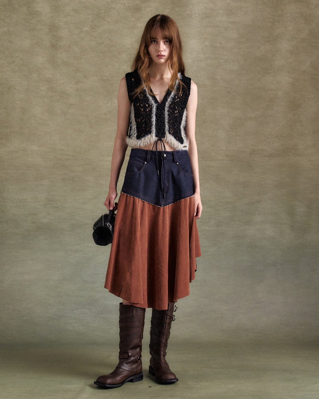 Andersson Bell Blue Denim Print Midi Skirt - Fabric of Society