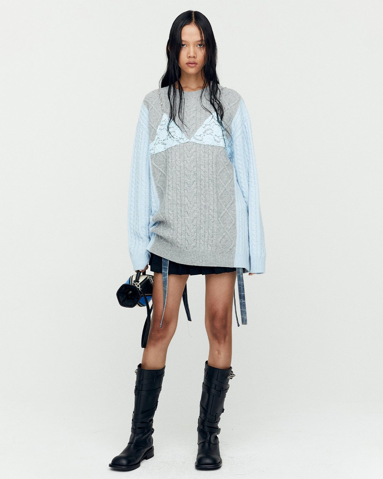 LACE LINGERIE BOYFRIEND-FIT KNIT atb1182w(GREY) – Andersson Bell LACE LINGERIE BOYFRIEND-FIT KNIT atb1182w(GREY) – Andersson Bell