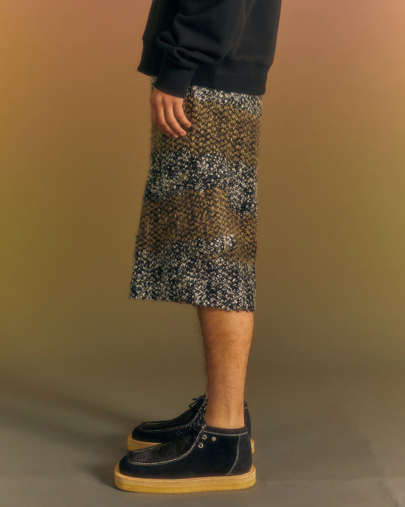 Andersson Bell LAKE BOUCLE SHORTS apa679m(BLACK/BEIGE)