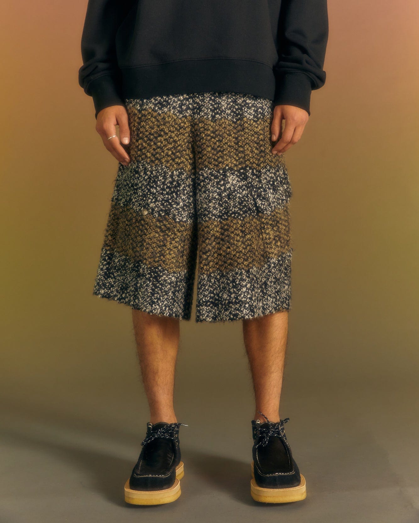 Andersson Bell LAKE BOUCLE SHORTS apa679m(BLACK/BEIGE)