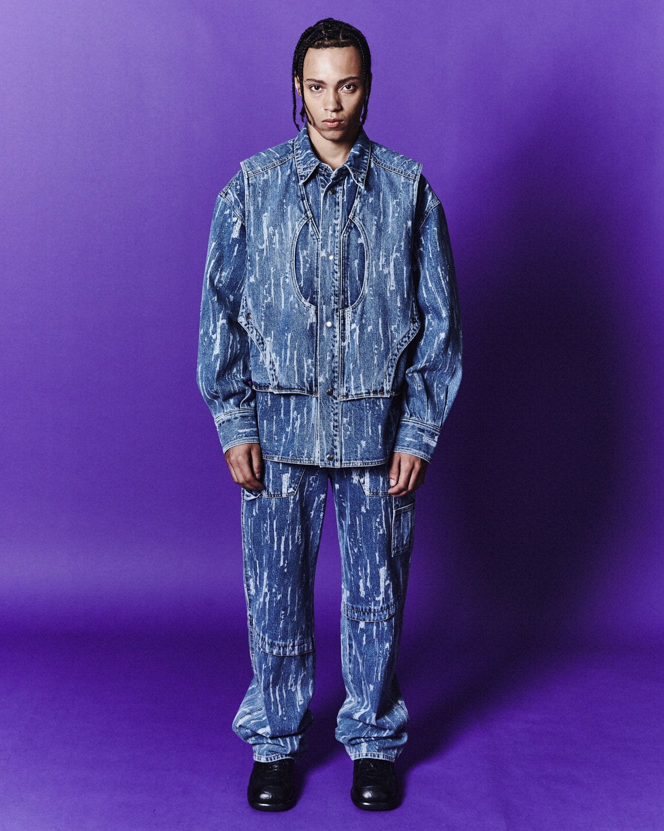 Andersson Bell LAYERED DENIM JACKET awa580m(BLUE)