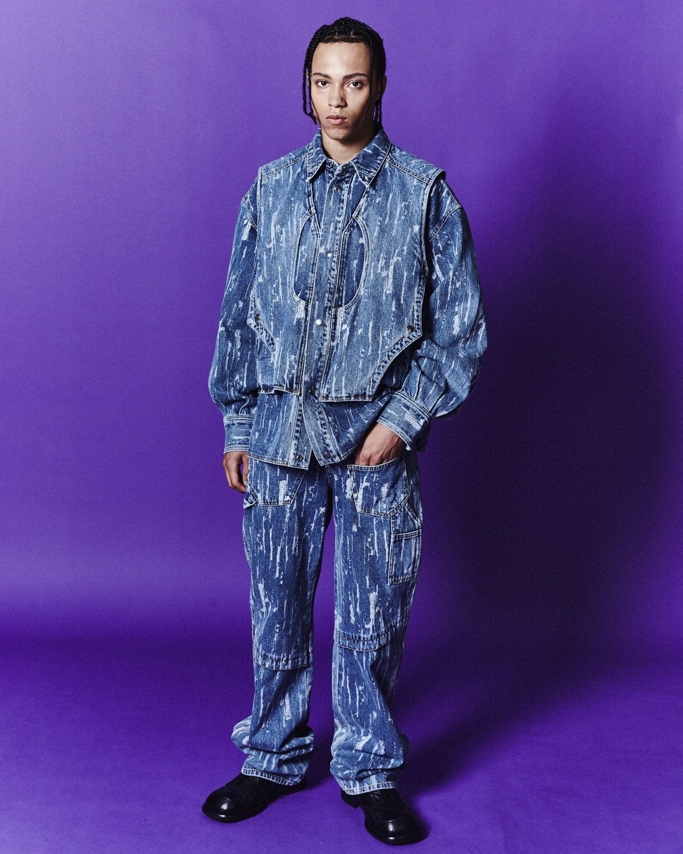 Andersson Bell LAYERED DENIM JACKET awa580m(BLUE)