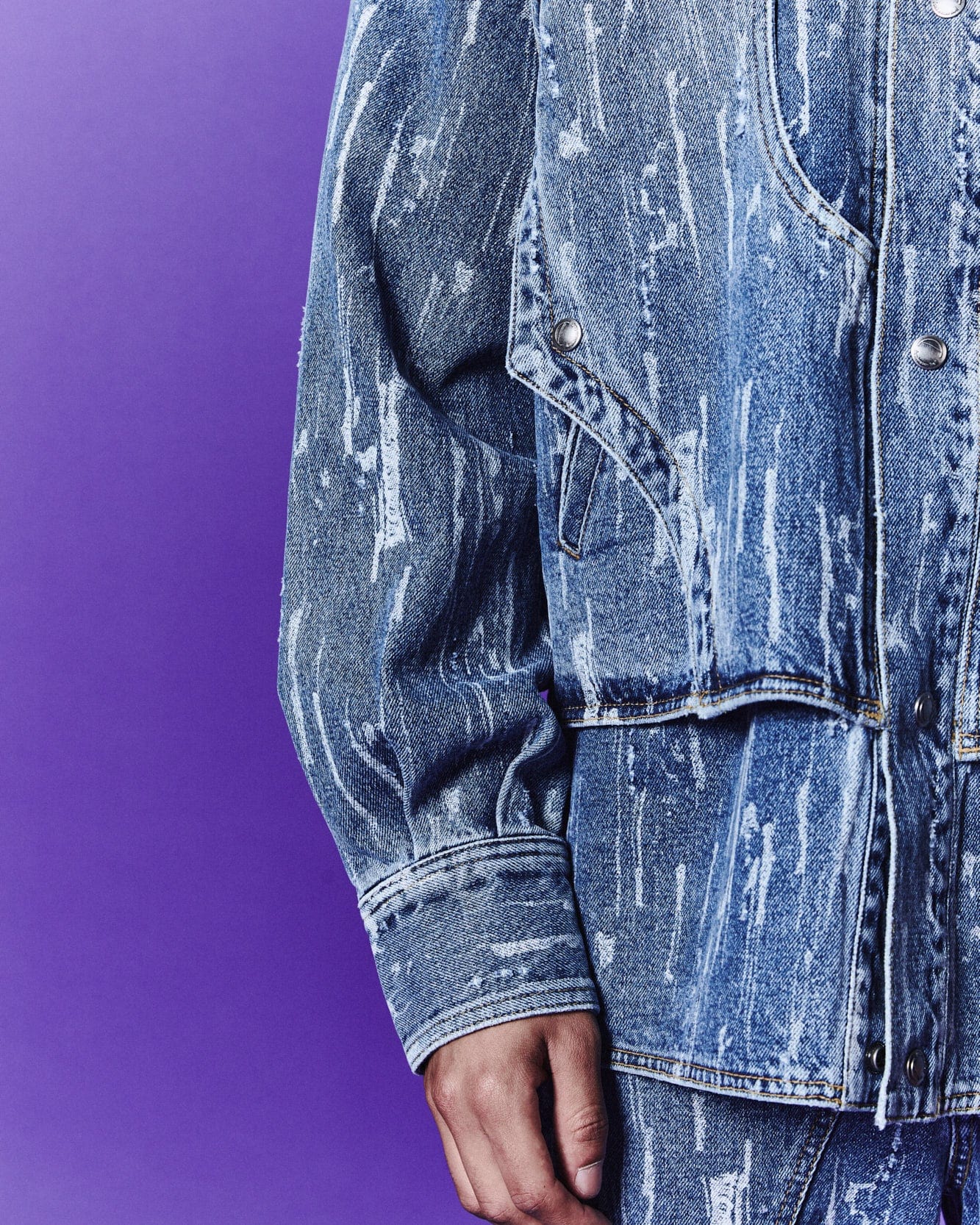 Andersson Bell LAYERED DENIM JACKET awa580m(BLUE)