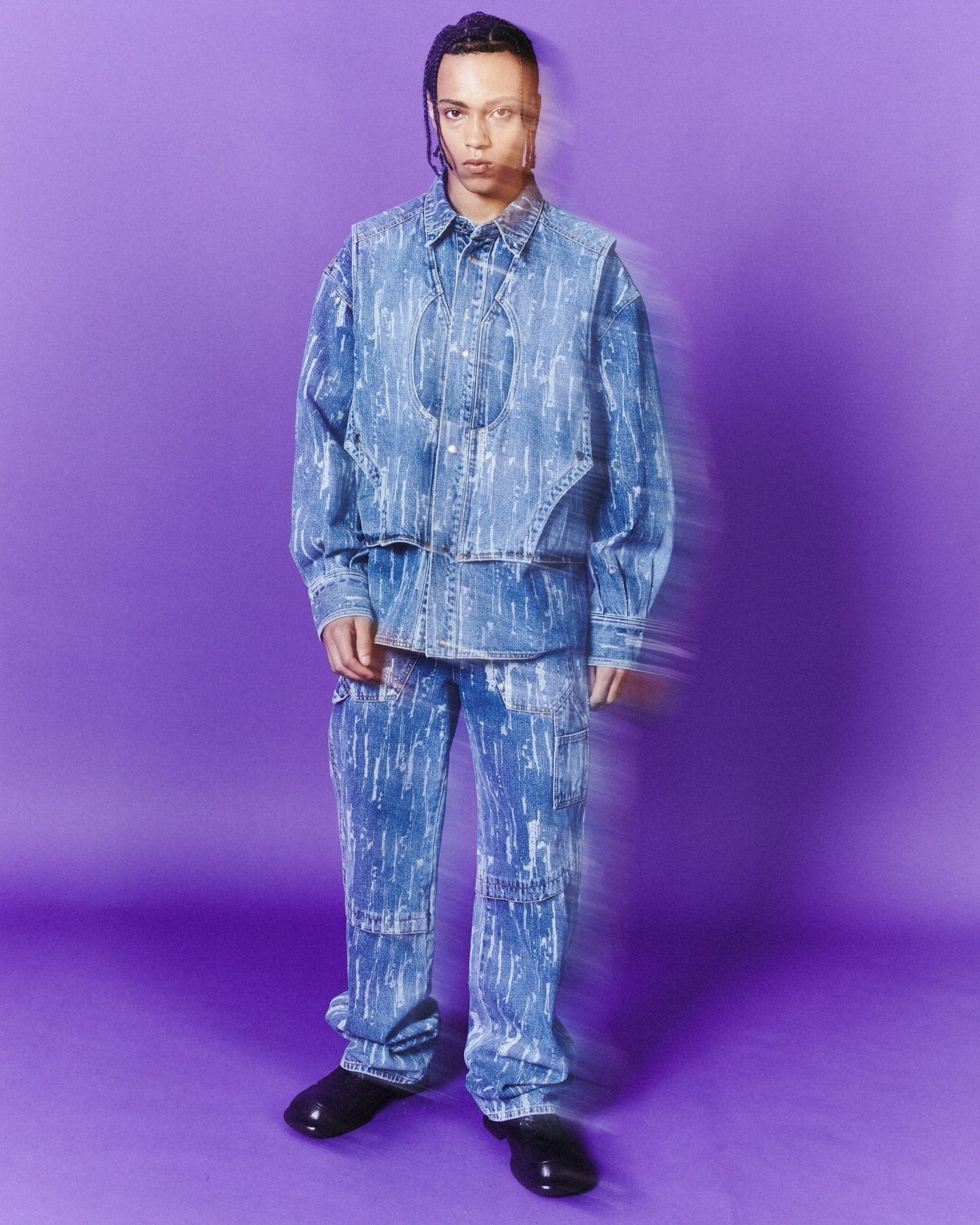 Andersson Bell LAYERED DENIM JACKET awa580m(BLUE)