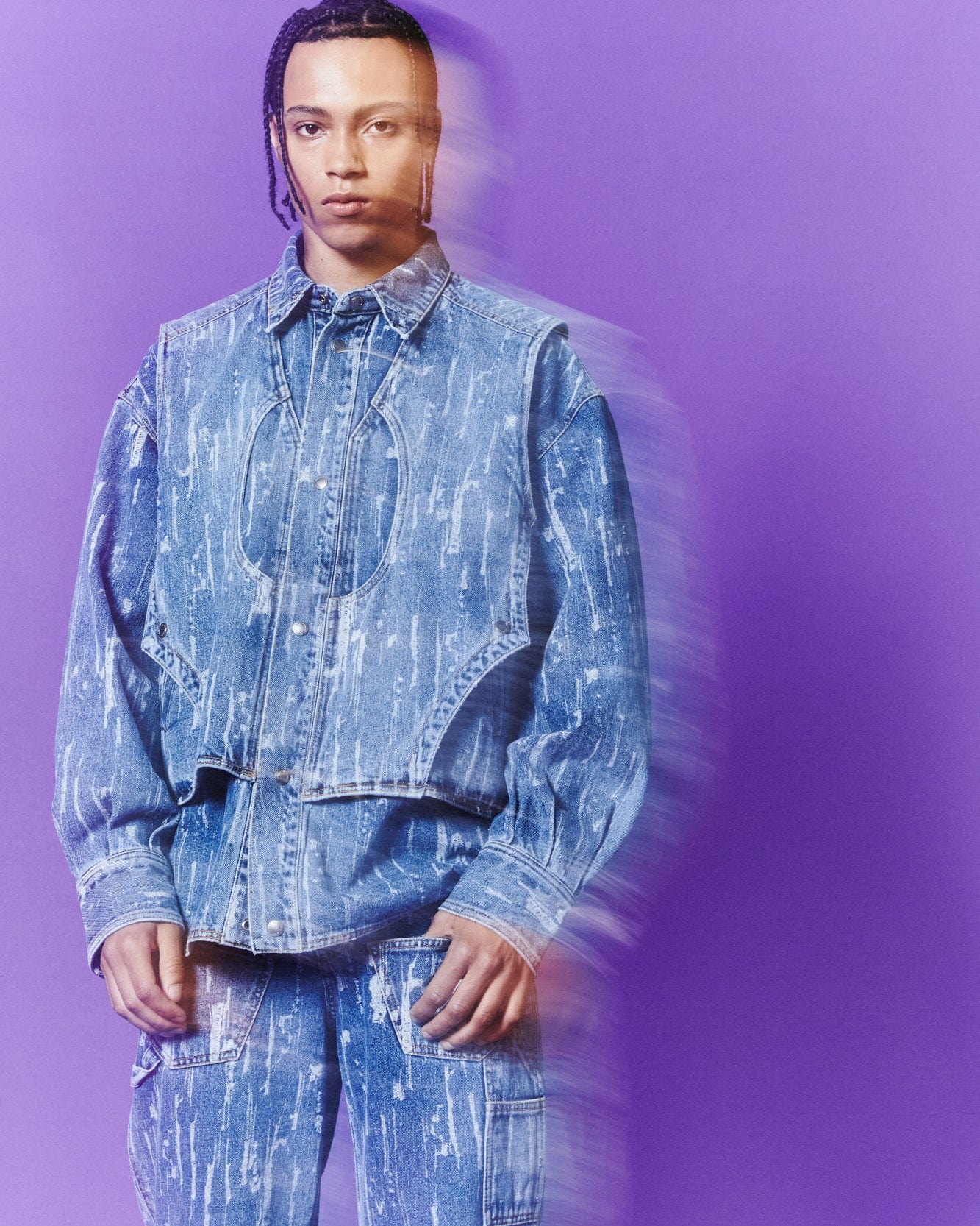 Andersson Bell LAYERED DENIM JACKET awa580m(BLUE)