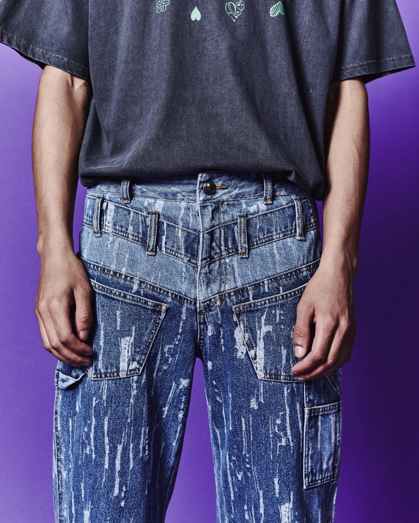 Andersson Bell LAYERED WIDE-LEG JEANS apa690m(BLUE)