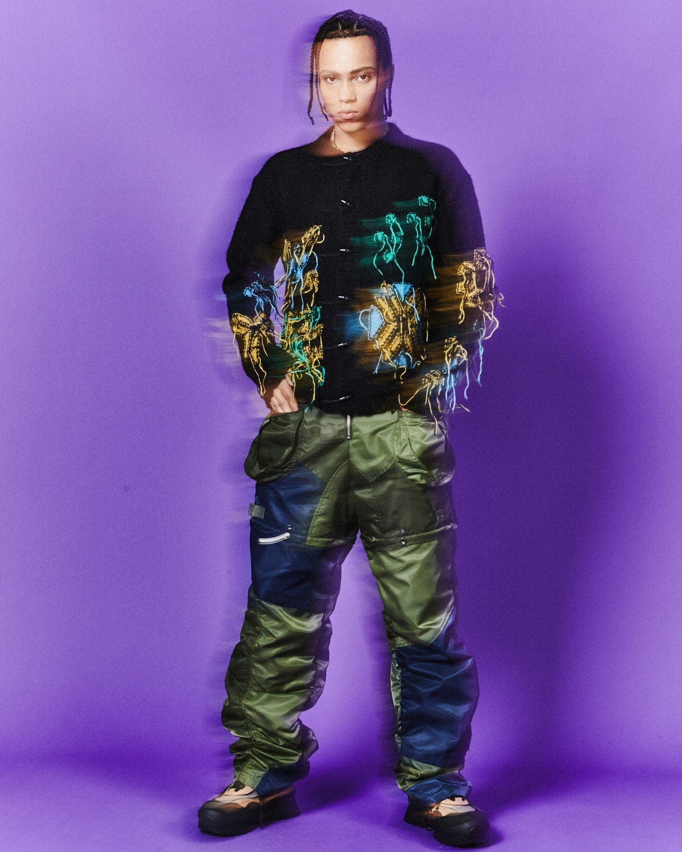 Andersson Bell MACARON INTARSIA CARDIGAN atb1069m(BLACK)