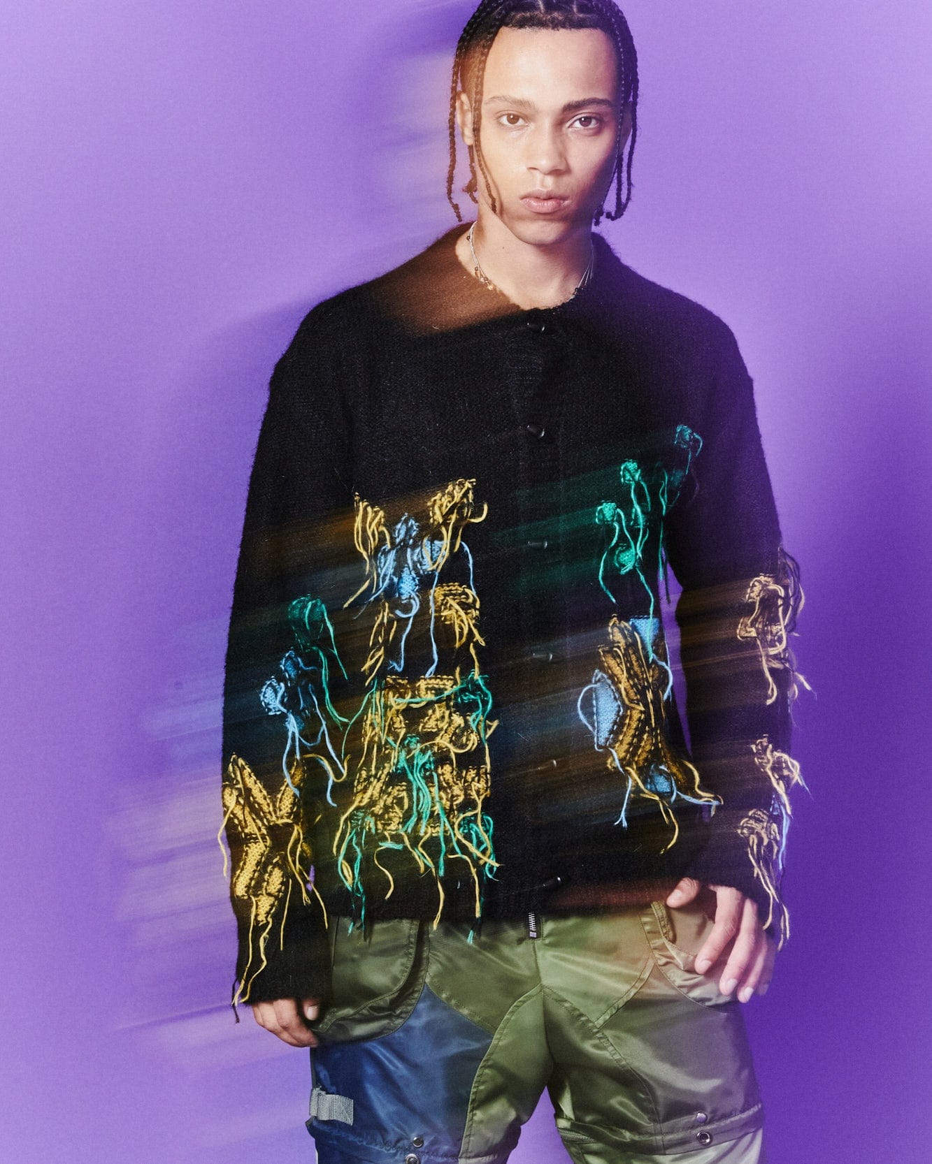 Andersson Bell MACARON INTARSIA CARDIGAN atb1069m(BLACK)