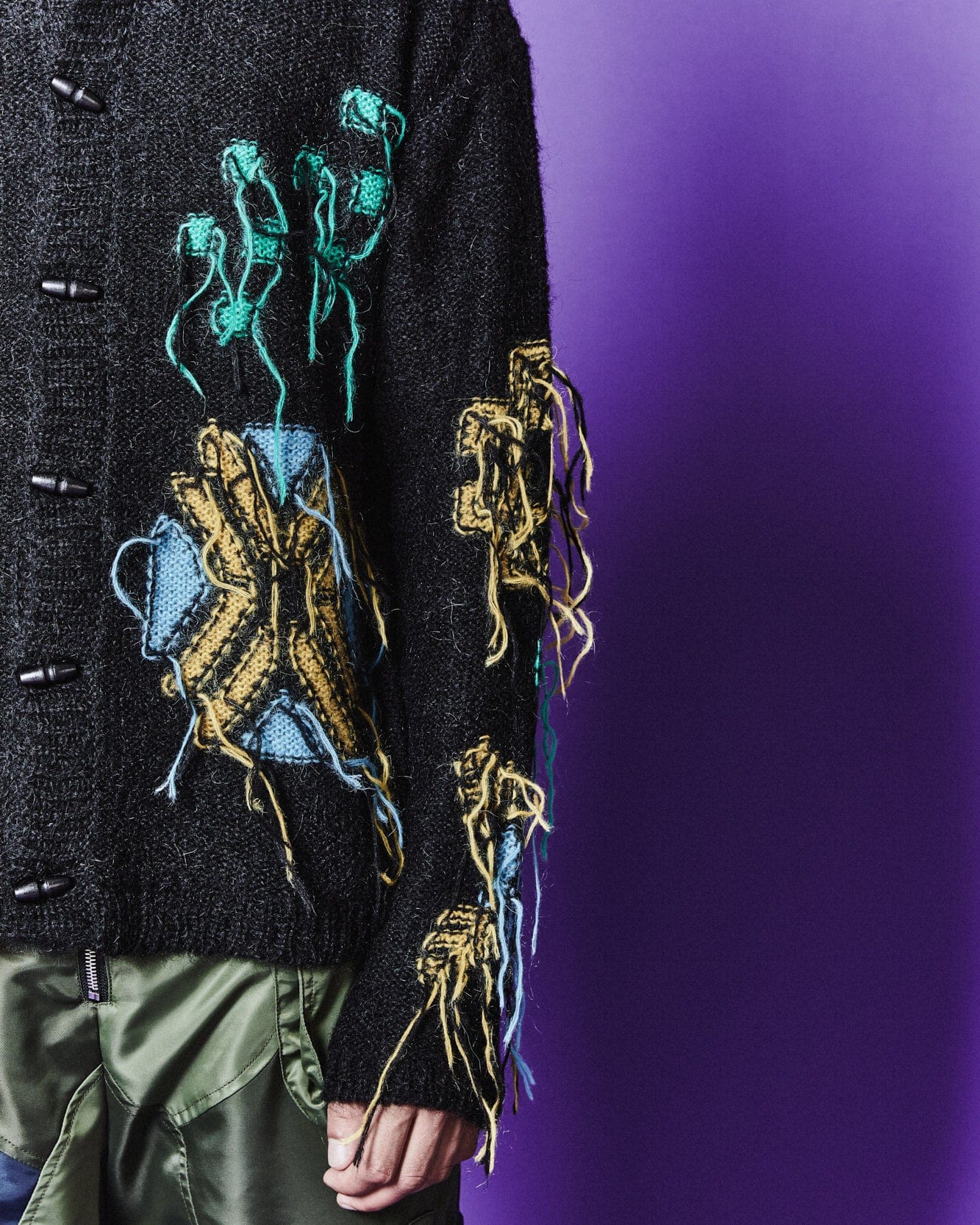 Andersson Bell MACARON INTARSIA CARDIGAN atb1069m(BLACK)