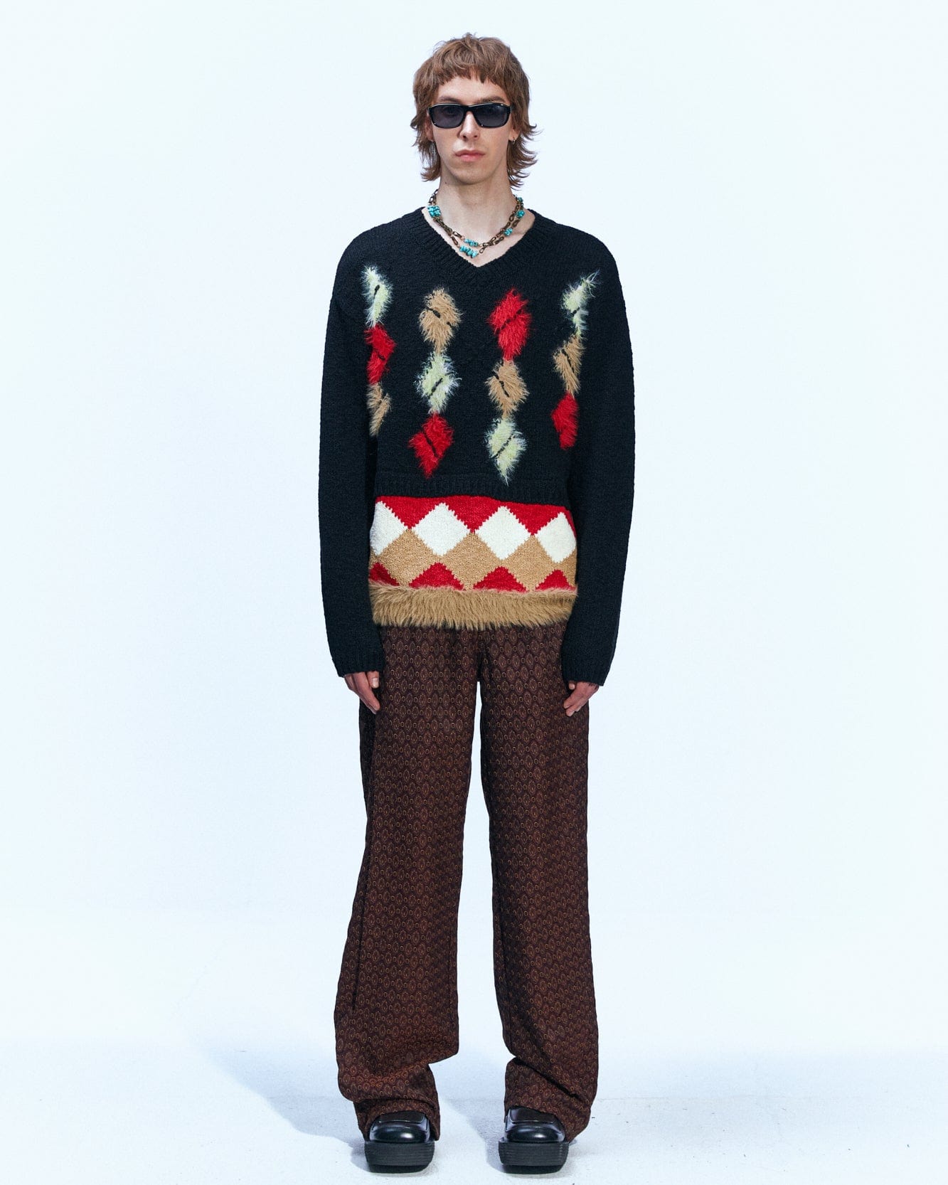 Andersson Bell MAKENI JACQUARD TRACK PANTS apa590m(BROWN)