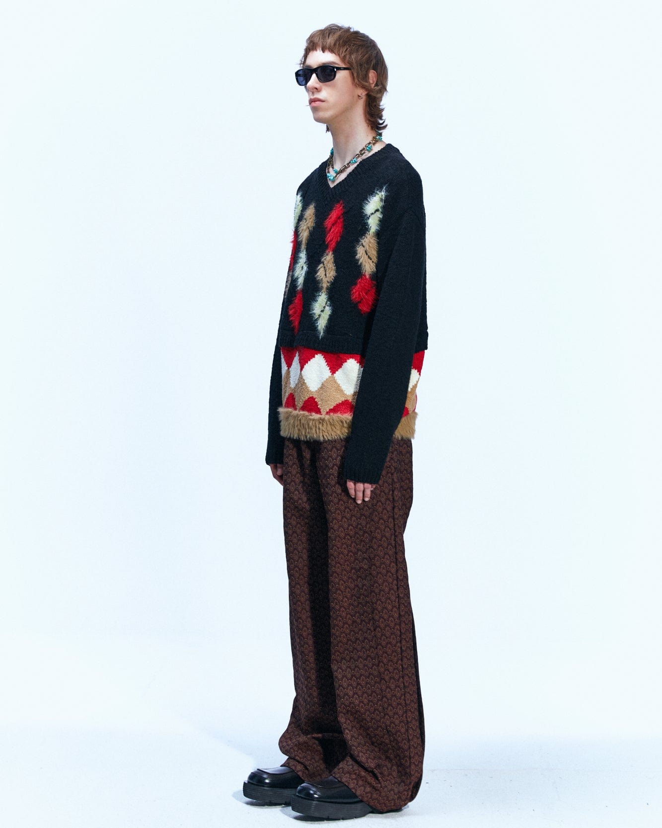 Andersson Bell MAKENI JACQUARD TRACK PANTS apa590m(BROWN)