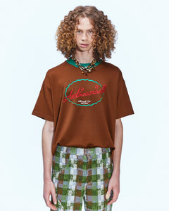 Andersson Bell (MEN)(ESSENTIAL) UNISEX LOGO EMBROIDERY PONTE T-SHIRTS atb902u(BROWN)