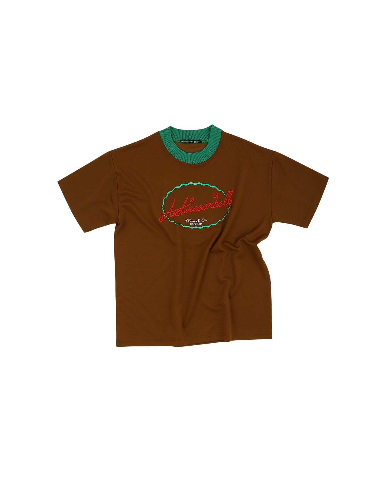 Andersson Bell (MEN)(ESSENTIAL) UNISEX LOGO EMBROIDERY PONTE T-SHIRTS atb902u(BROWN)