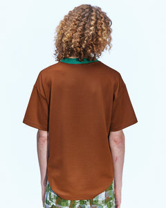 Andersson Bell (MEN)(ESSENTIAL) UNISEX LOGO EMBROIDERY PONTE T-SHIRTS atb902u(BROWN)