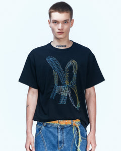 Andersson Bell (MEN) (ESSENTIAL) UNISEX NEW AB LOGO EMBROIDERY T-SHIRTS atb903u(BLACK)