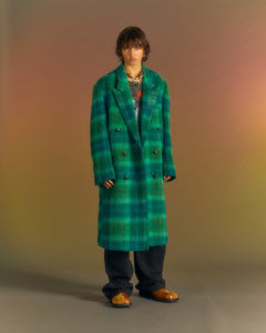 Andersson Bell MORIENS DOUBLE BREASTED COAT awa567m(GREEN/BLUE)