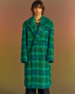 Andersson Bell MORIENS DOUBLE BREASTED COAT awa567m(GREEN/BLUE)