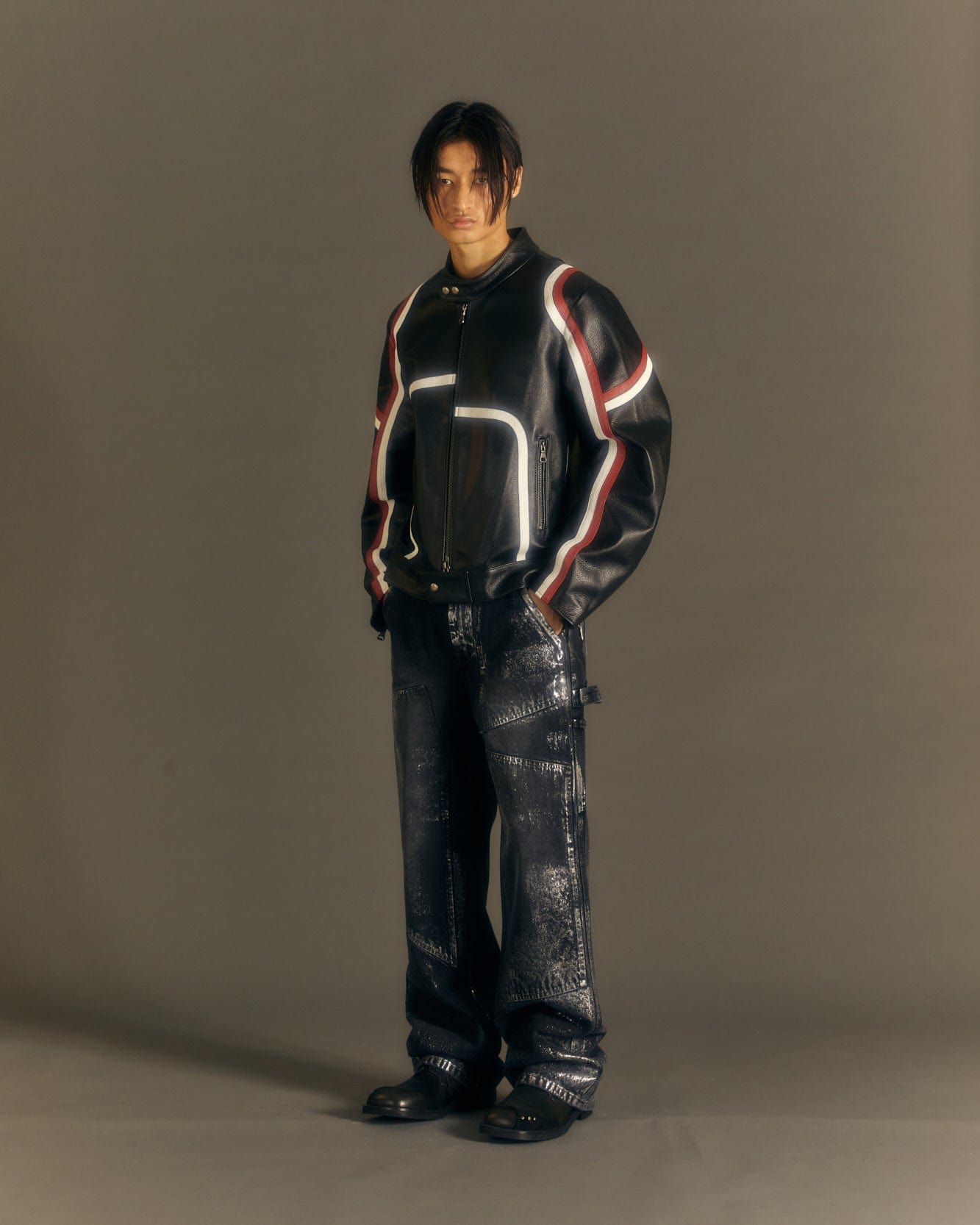 Andersson Bell MOTORCYCLE LEATHER JACKET awa559m(BLACK)