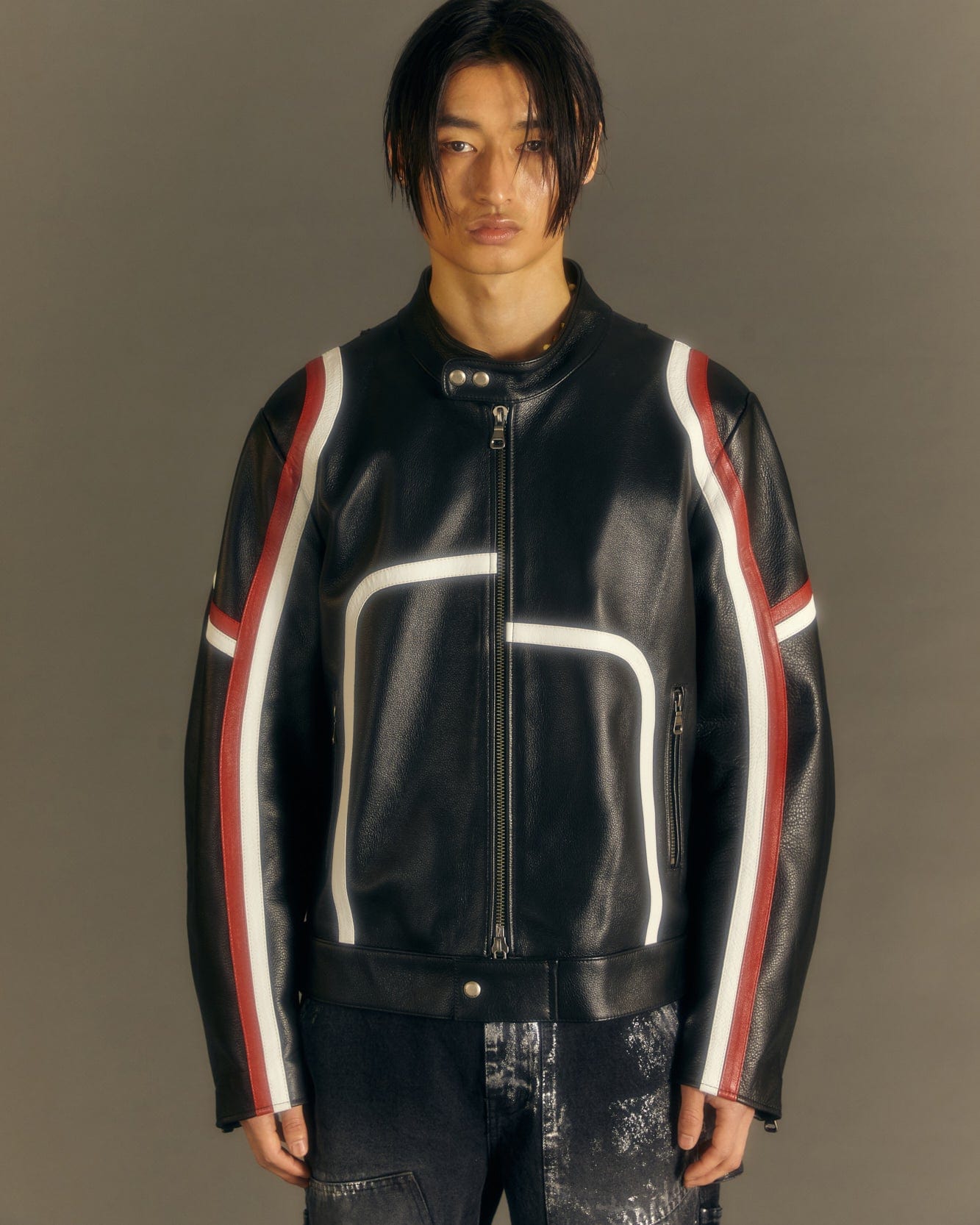 Andersson Bell MOTORCYCLE LEATHER JACKET awa559m(BLACK)