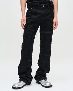 Andersson Bell NEW PATCHWORK WIDE-LEG JEANS apa727m(BLACK)