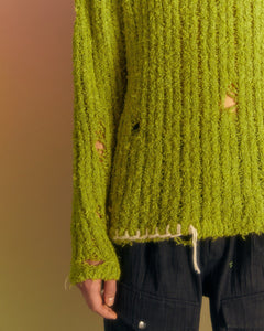 Andersson Bell OLLEN DAMAGED CREW-NECK SWEATER atb1017m(GREEN)