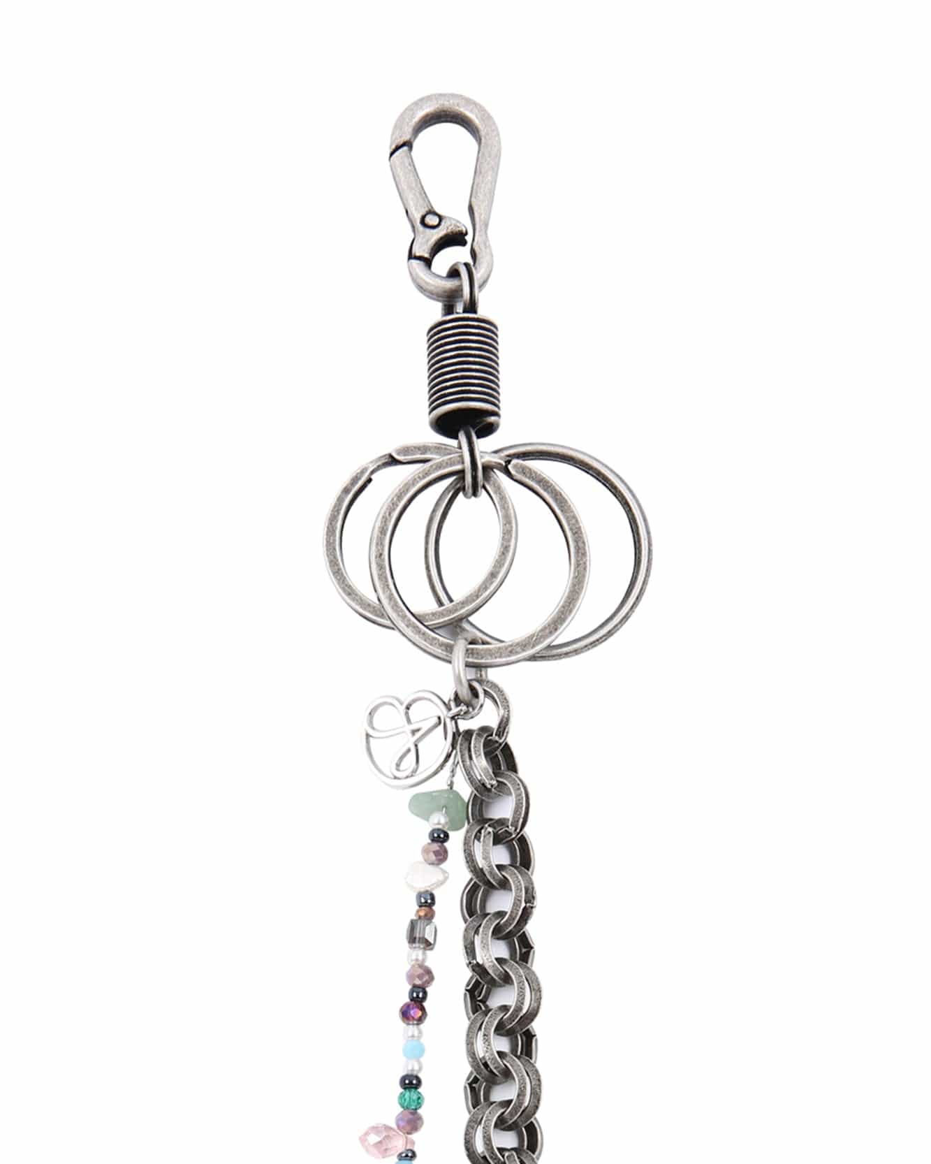 Chain Dangle Split-Ring Keychain Silver-Tone With Assorted Color Beads -  KEKC10003R - Wholesale Jewelry & Accessories