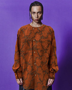 Andersson Bell ORANGE FLOWER COLLARLESS SHIRTS atb1051m(ORANGE)