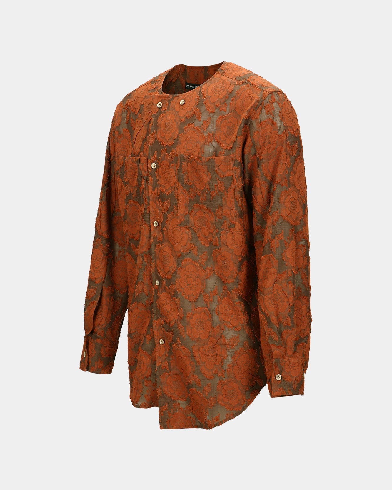 Andersson Bell ORANGE FLOWER COLLARLESS SHIRTS atb1051m(ORANGE)
