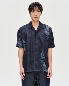 Andersson Bell PATCHWORK OPEN COLLAR SHIRTS atb1057m(DENIM)